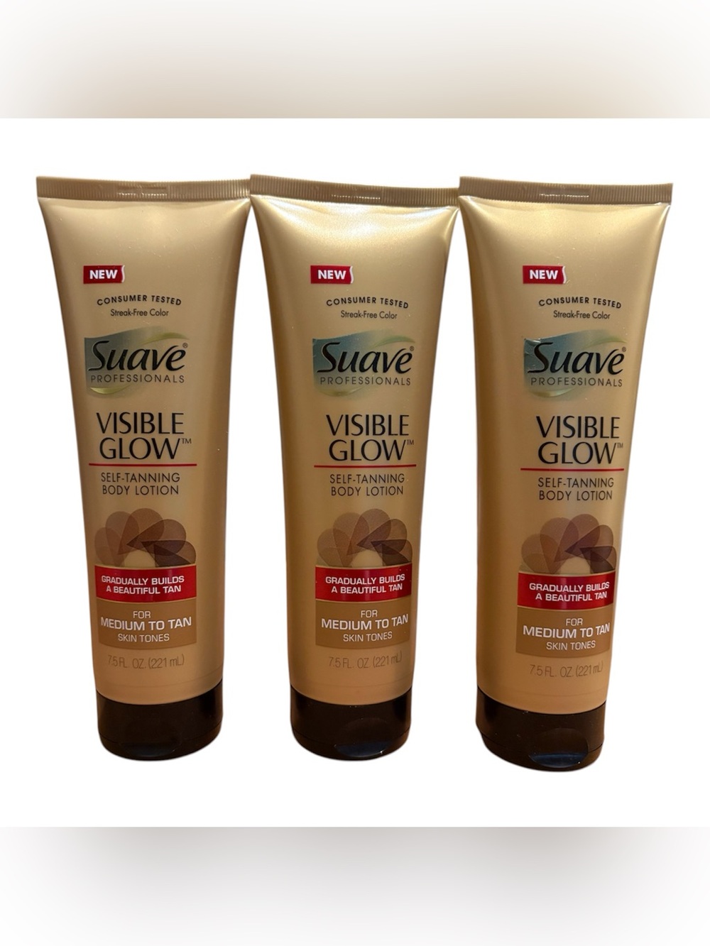 Suave Professionals Visible Glow Med to Tan Self-Tanning Body Lotion 7.5oz (3pk)
